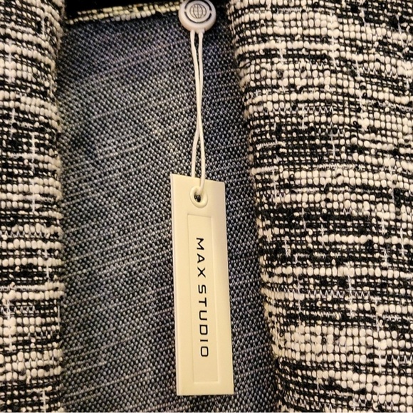 MAX STUDIO Black and White Knit Tweed Double Breasted Jacket M NWT - Picture 11 of 16